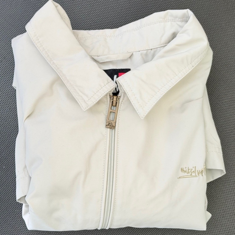 Quiksilver Windbreaker Jacket Mens XL Tan Beige Good Vintage Zip Grandpacore